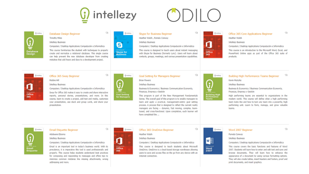 Intellezy and ODILO jointly offer elearning courses